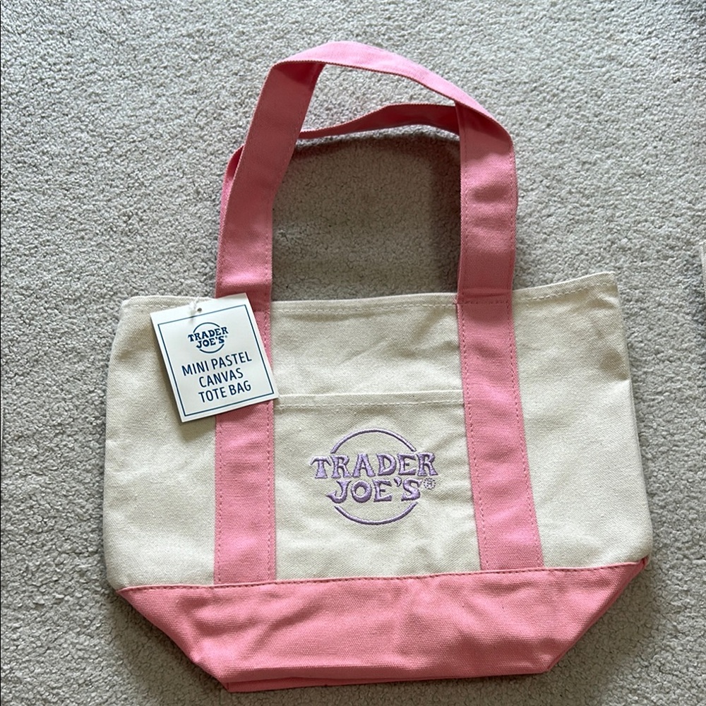 Pink and Cream Canvas Tote Bag